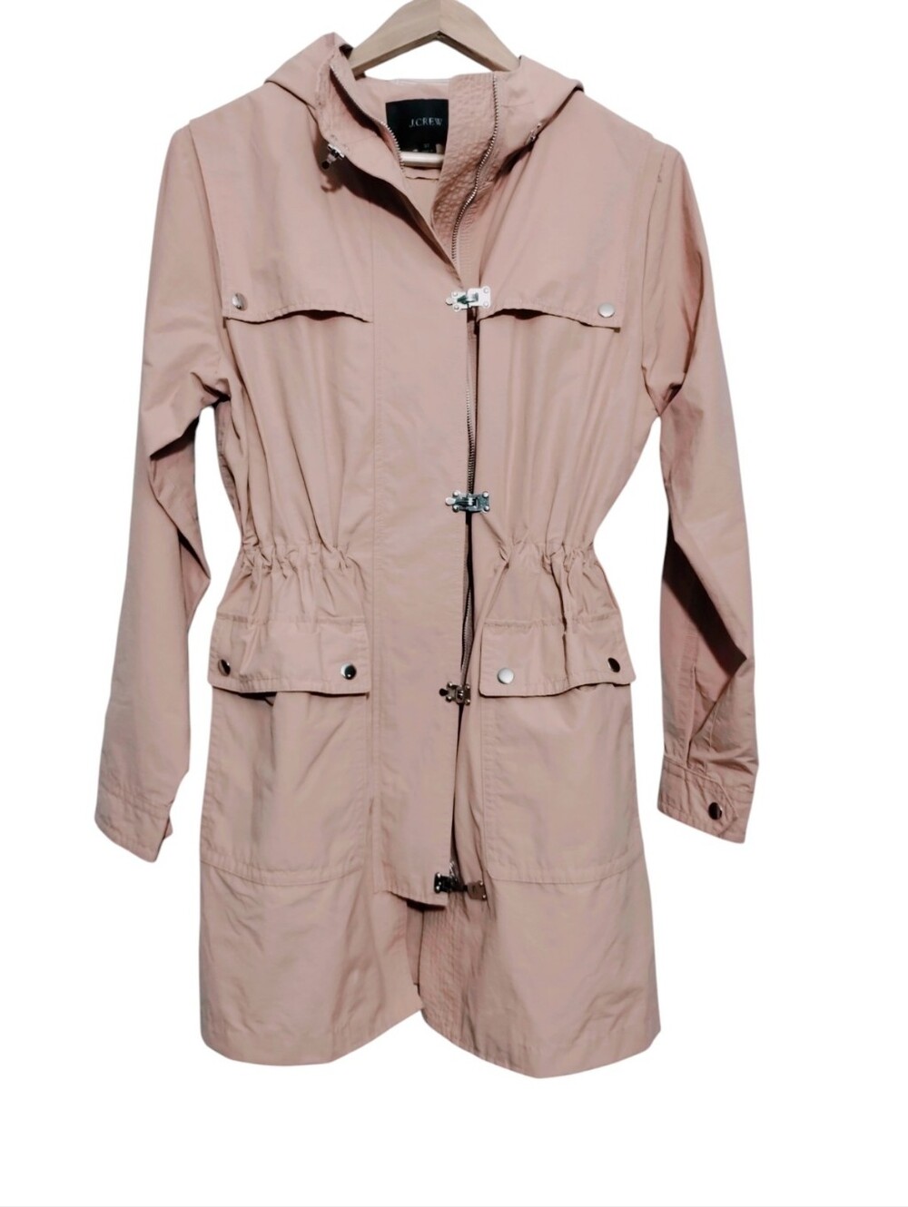 J. Crew Lightweight Utility Parka Jacket Womens S Tall Hoodie Trench Loop Lock